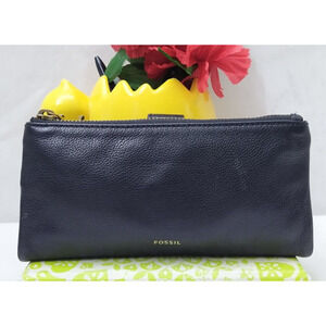 Fossil Black Leather Credit Card ID Window Bifold Wallet